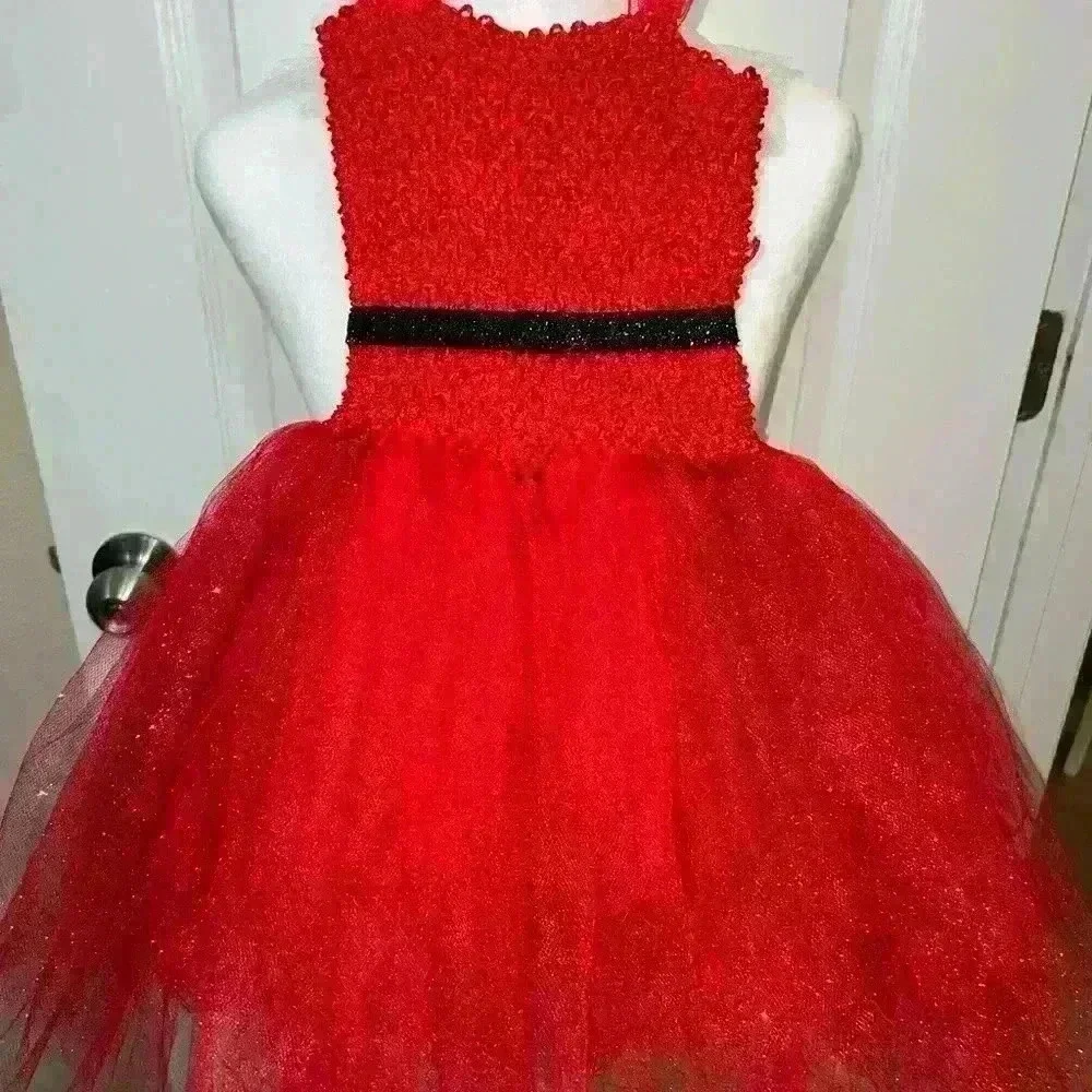 Festive Red Tulle Kids Costume Dress Handmaid
